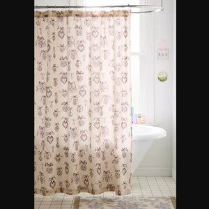 UO Locket 100% Cotton Tattoo Cream Brown Frame Pattern Shower Curtain 72x72"